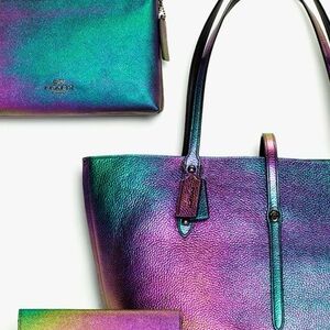 Coach Multicolor holographic Iridescent Bag Market Tote RARE! Hard to find!